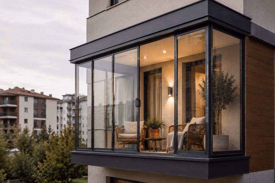 Isıcamlı cam balkon sisteminin kapalı konumu