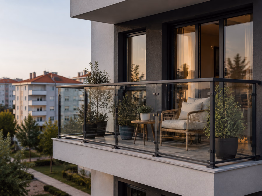 Cam ve alüminyum balkon korkuluğu uygulaması